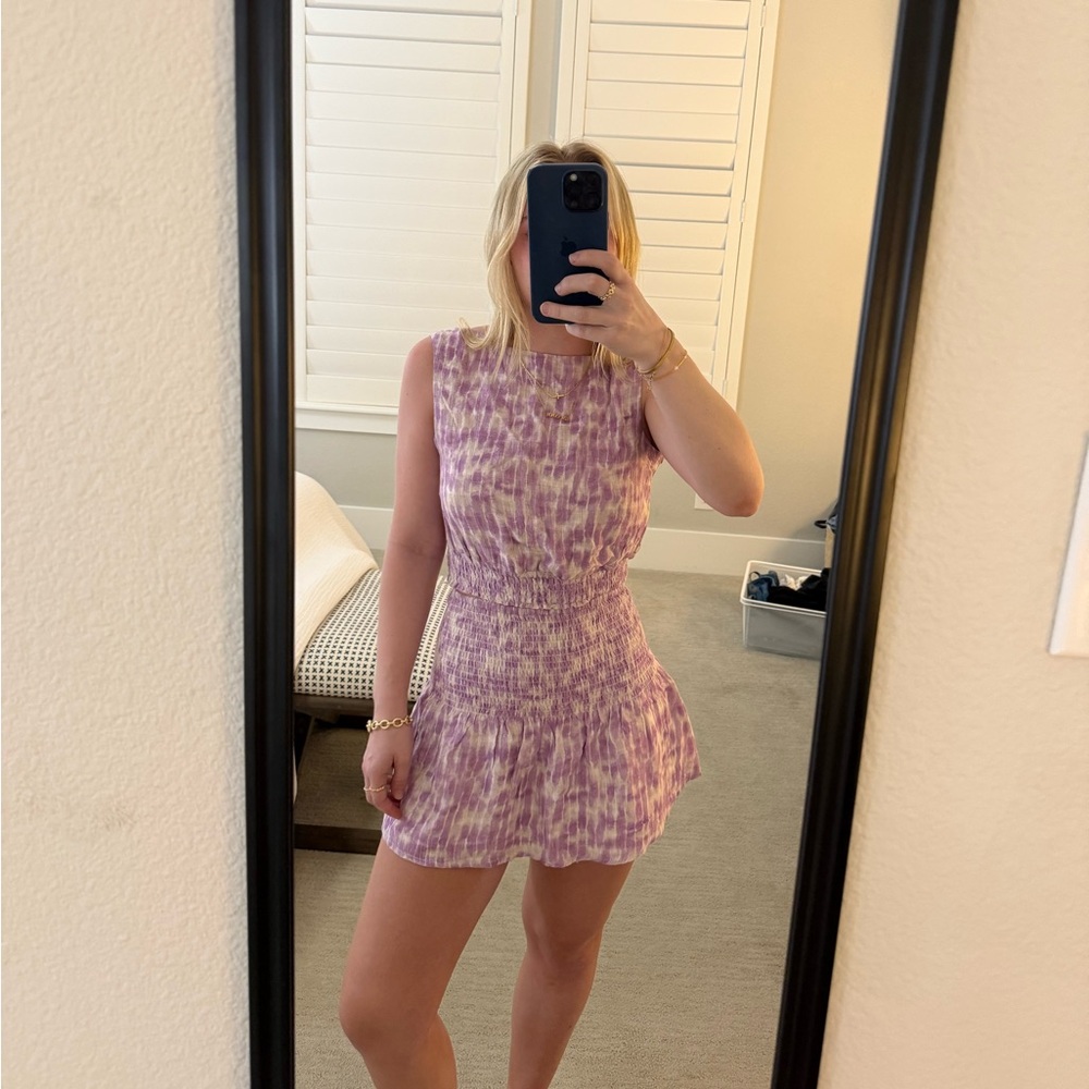 Purple Tie-Dye Sleeveless/backless top&skirt set
